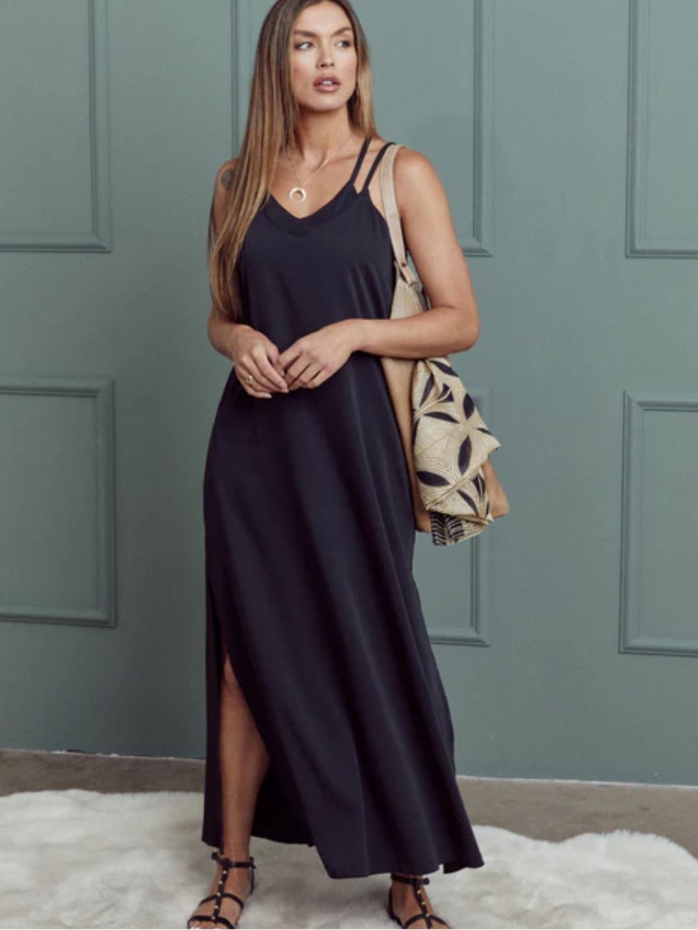 Shebird The Savannah Strappy Maxi Bra Dress jet back pockets